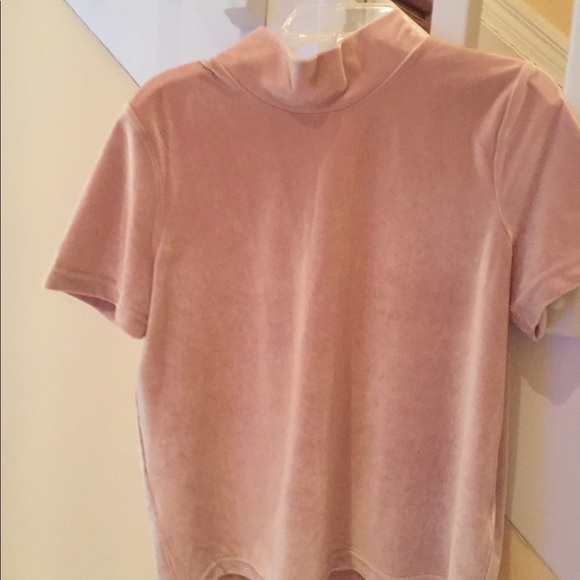 **SOLD**Madewell Mock Neck Velvet Beige Top - Picture 3 of 7